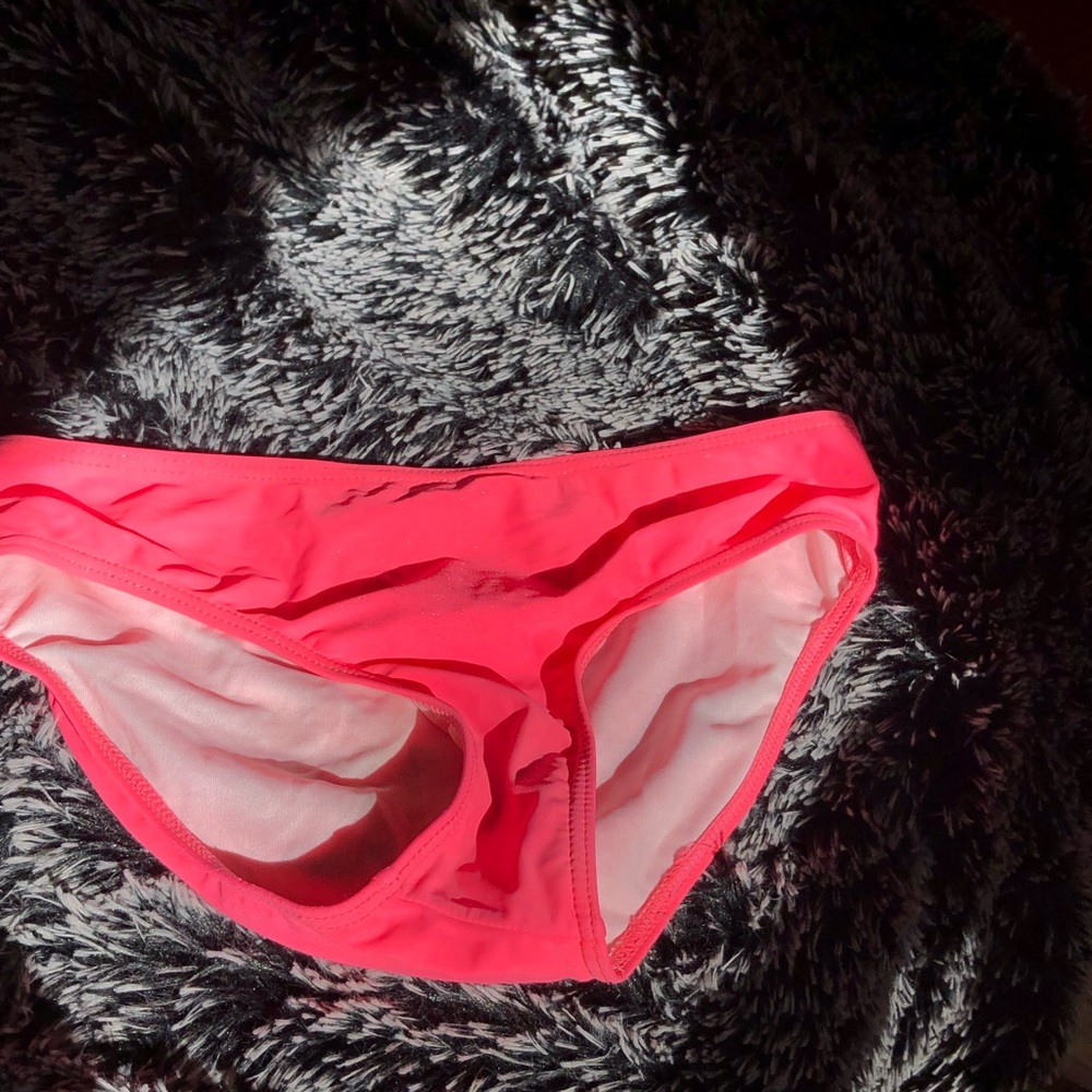 Super bright neon coral bikini bottoms